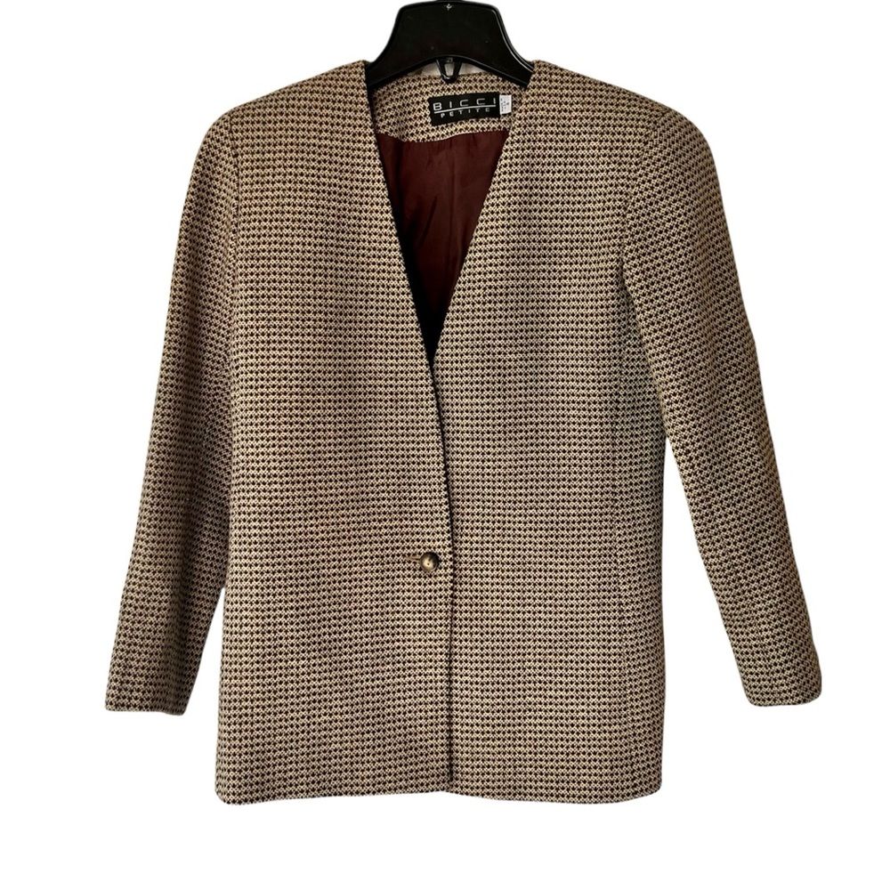 Bicci Petite True VTG 100% Pure Wool 3/4 Sleeves Career Blazer Coat Jacket EUC 4